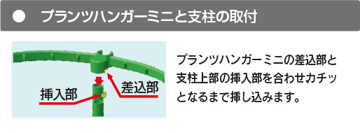 観葉植物　支柱　花卉用資材　プランツハンガーミニと支柱の取付